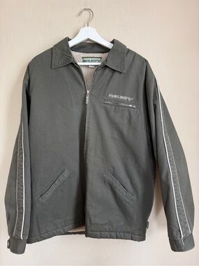 Y2K Rusty Men's Dark Olive Work Jacket Sherpa Lining Industrial Thick Large